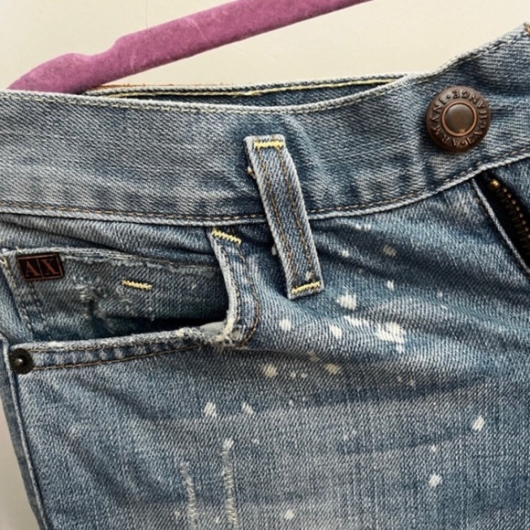 Armani Exchange A/X Light Denim Distressed Bleach Wash Flare Jeans Size 2 Short - Picture 5 of 6